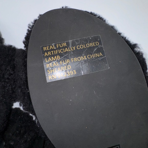 EILEEN FISHER Shoes Womens 7.5 Dello Shearling Slide Sandal Black Lamb Fur Slip - Picture 13 of 13